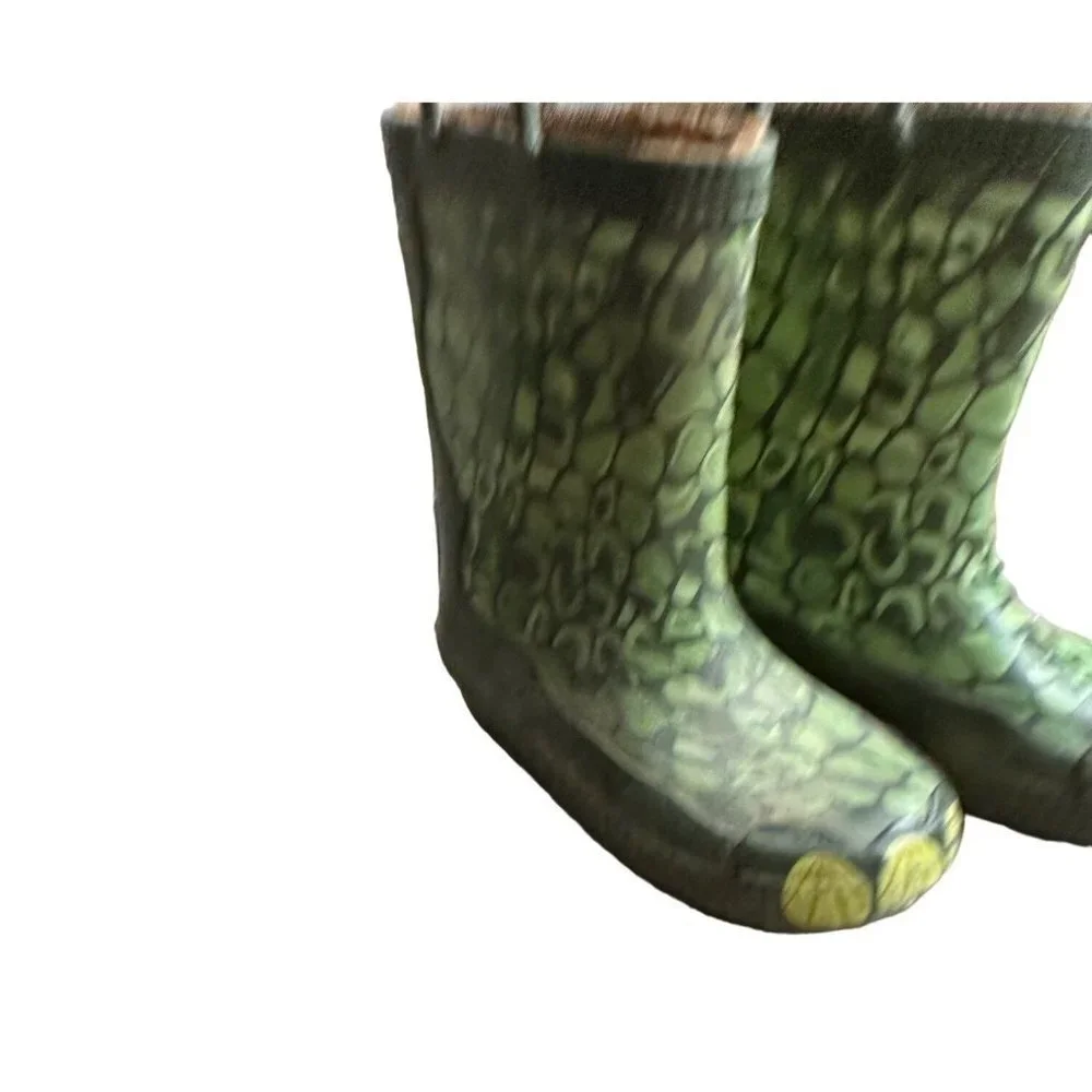 UnBranded Kids Rain Boots Unisex Green Print Size 9/10 SKU 2266